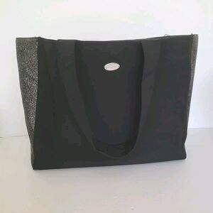 Coach Fragrance Tote Bag Black/Silver Glitter Large Glam Shopping Bag
